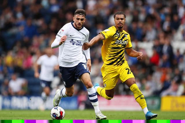 Troy Parrott of Preston North End is challenged by Cameron Humphreys of Rotherham United during the 0-0 draw at Deepdale. Picture: Lewis Storey/Getty Images.
