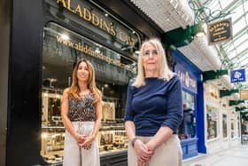 Jess Spencer, with her mother Roberta Swift   directors of Aladdin's Cave, Queens Arcade, Leeds, a jewellery and antiques shop, are celebrating 45 years in business in Leeds. Picture James Hardisty.