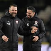 Barnsley interim manager Martin Devaney (left), pictured with ex-head coach Poya Asbaghi. Picture: Bruce Rollinson.