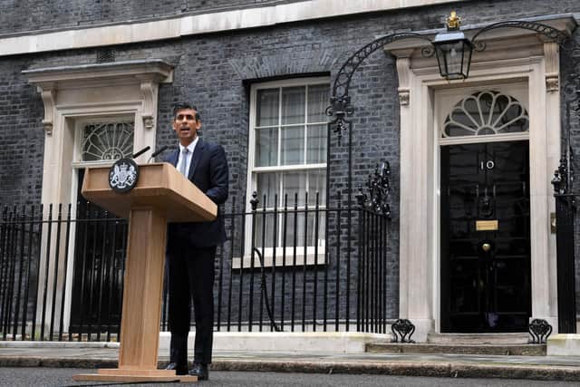 In his first speech as Prime Minister, on the steps outside No. 10 Downing Street, Rishi Sunak reiterated his commitment to levelling up. PIC: DANIEL LEAL/AFP via Getty Images
