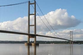 The Humber Bridge near Hessle in the East Riding of Yorkshire.