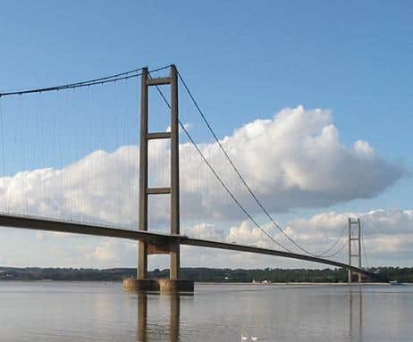 The Humber Bridge near Hessle in the East Riding of Yorkshire.
