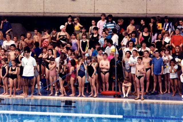 Waiting for a swim at Ponds Forge in 1992