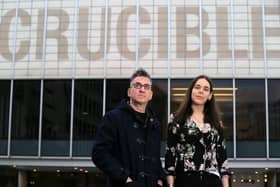 Standing at the Sky's Edge launch at the Crucible Theatre in Sheffield in 2019. Pictured is writer Chris Bush and Richard Hawley. Picture: Chris Etchells