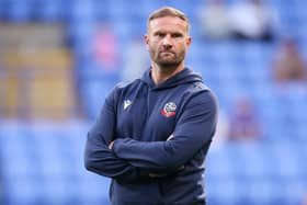 BOLTON, ENGLAND - SEPTEMBER 06: Ian Evatt, Manager of Bolton Wanderers looks on prior to the Sky Bet League One match between Bolton Wanderers and Burton Albion at University of Bolton Stadium on September 06, 2021 in Bolton, England. (Photo by Charlotte Tattersall/Getty Images)