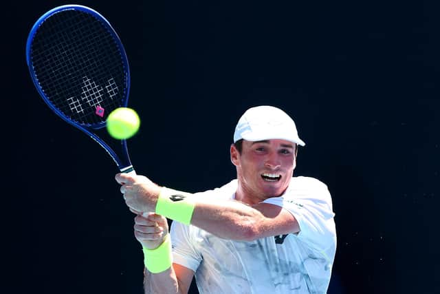 COMING THROUGH: Britain's Oliver Crawford enjoyed a positive day at the Ilkley Trophy on Thursday, beating America's Jenson Brooksby. Picture: Graham Denholm/Getty Images