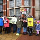 Protesters outside County Hall, Beverley, against proposals for a Geological Disposal Facility (GDF) in Holderness, East Riding of Yorkshire
