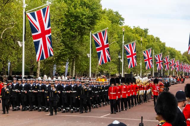 State Funeral of Her Majesty The Queen, on The Mall, London. Pic: James Hardisty.