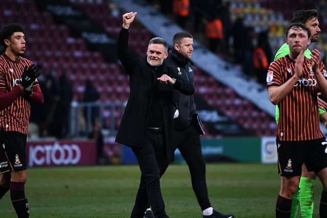 Bradford City manager Graham Alexander (centre) (Image: Jonathan Gawthorpe)