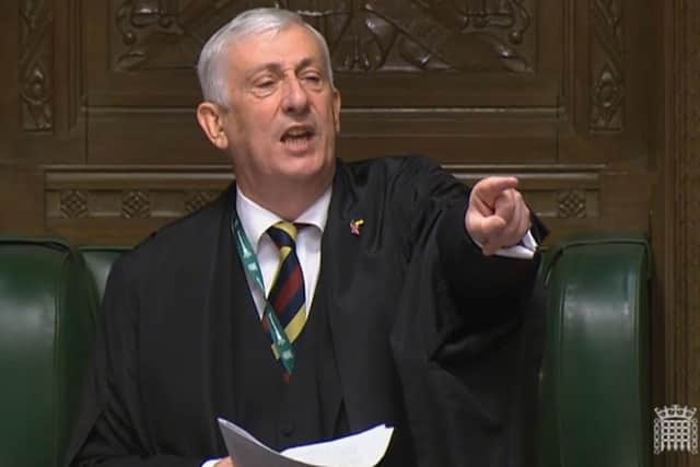 File photo dated 13/07/22 of speaker Sir Lindsay Hoyle as he throws out Alba Party pair Kenny MacAskill (East Lothian) and Neale Hanvey (Kirkcaldy and Cowdenbeath) at the start of Prime Minister's Questions in the House of Commons, London, after launching a protest.