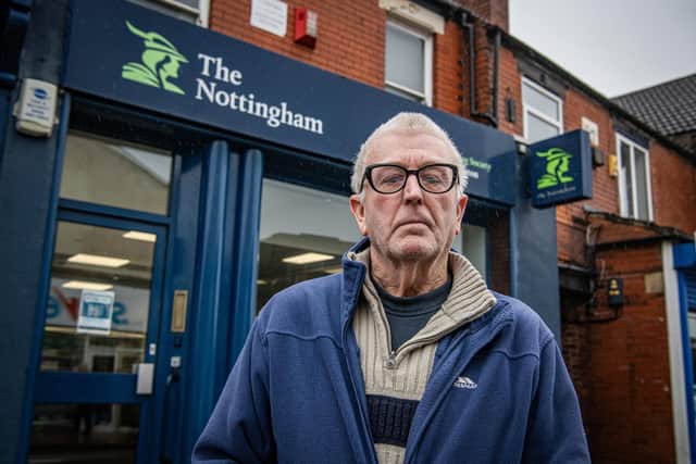 Roger Hall is among the victims of the building society family trusts scandal after putting a property and £130,000 into an unregulated service offered via Nottingham Building Society's Dinnington branch, photographed for the Yorkshire Post by Tony Johnson.
