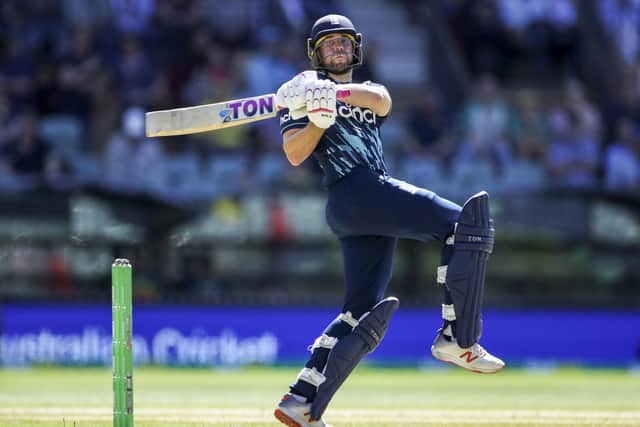PULLING POWER: England's Dawid Malan pulls for four on is way to a century against Australia in Adelaide. Picture: Matt Turner/AAP Image via AP