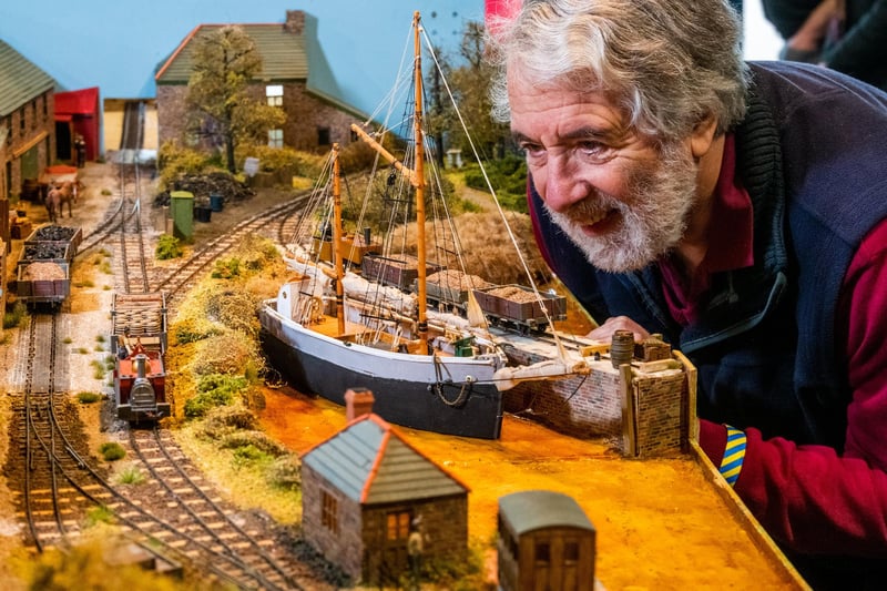 Chris Peacock, of Devon, with a fictitious 0-16.5 narrow gauge layout of Calstock's Halton Quay on the Devon and Cornwall border alongside the River Tamar