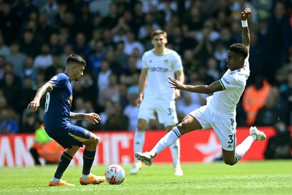 DIVING IN: Leeds United's Junior Firpo gets a booking