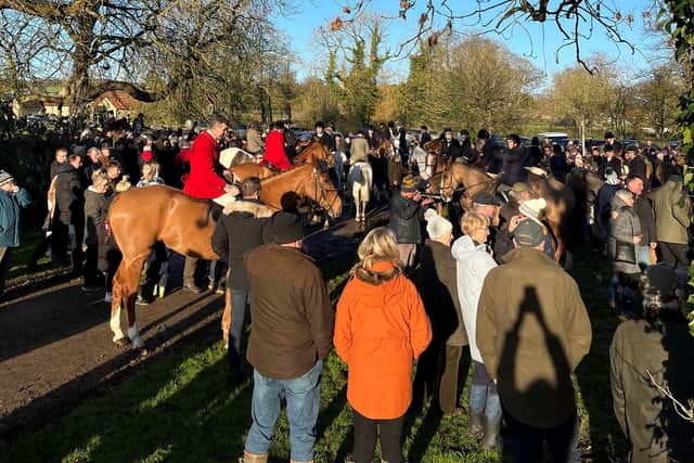 Crowds turn out to see off the Derwent Hunt on Boxing Day.