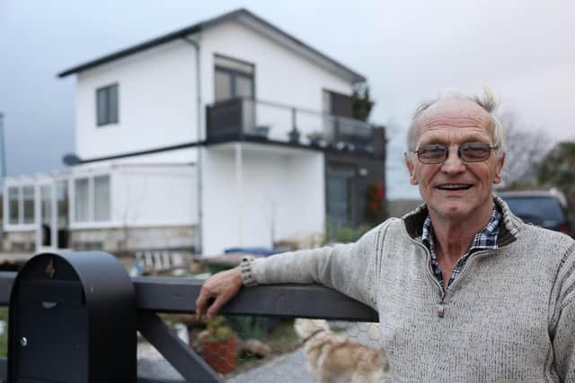 Malcolm Hughlock, from Boosbeck, who is in dispute with planners over the position of a balcony and the unconventional foundations he has used for a home in the village.