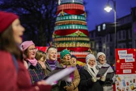 Tesco launches alternative Christmas tree made from food cans in Scarborough's Trafalgar Square