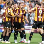 Bradford City's Antoni Sarcevic celebrates his match-winning strike against Mansfield Town. Photo: Tony Johnson.