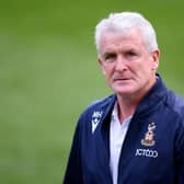 BRADFORD, ENGLAND - AUGUST 23: Mark Hughes, Manager of Bradford City looks on prior to the Carabao Cup Second Round match between Bradford City and Blackburn Rovers at University of Bradford Stadium on August 23, 2022 in Bradford, England. (Photo by George Wood/Getty Images)