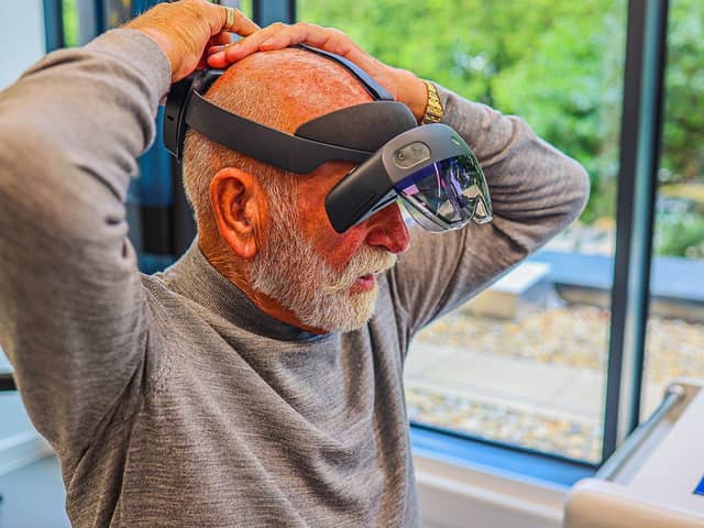Parkinsons patient with new headset