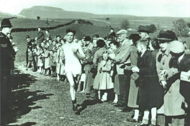 Bill Teasdale wins the Ingleborough Mountain Race in the 1950s