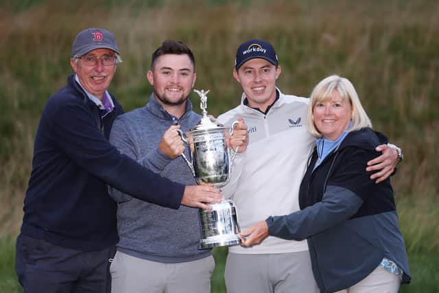 Alex Fitzpatrick, second left, with his brother Matt Fitzpatrick (2nd R) after he won the U.S. Open Championship at Brookline in 2022 (Picture: Warren Little/Getty Images)