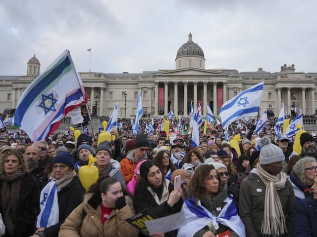 The crowd during a pro-Israel rally in Trafalgar Square, London. PIC: Jeff Moore/PA Wire