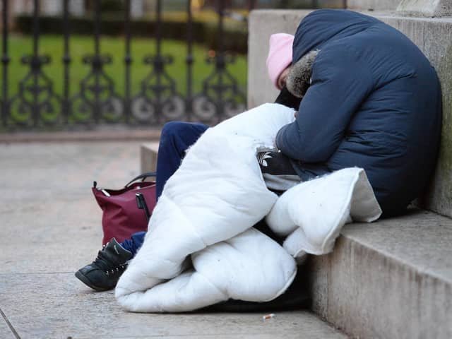 A homeless person trying to keep warm
Photo credit should read: Nick Ansell/PA Wire