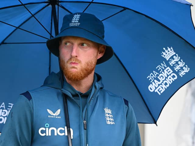 Rain on England's parade: The best that Ben Stokes and his players can hope for now is a 2-2 draw after the Ashes remained in Australia's hands after the rain-ruined fourth Test at Old Trafford. Photo by Clive Mason/Getty Images.