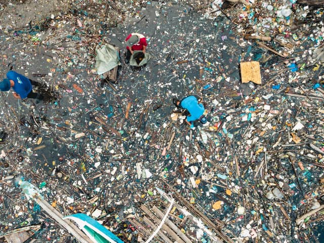 A photo issued by Greenpeace UK of riverside trash accumulated at the shores connected to Manila bay, Tangos, Navotas in the Philippines. PIC: Jilson Tiu/Greenpeace/PA Wire