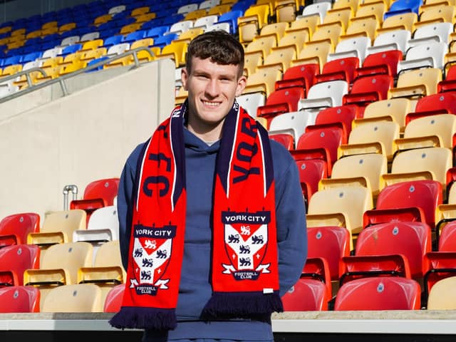 York City signing Charlie Allen, who has joined on an initial month's loan from Leeds United. Picture courtesy of York City FC.