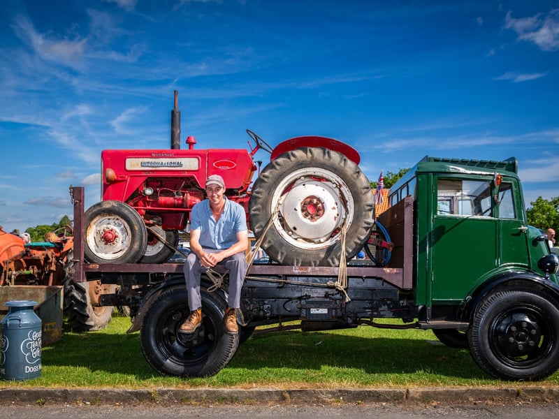 Matthew Stone next to his 1947 Fordson 7V Large Delivery Van.