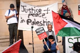 Protest for peace in Palestine outside Sheffield City Hall on October 14. PIC: Simon Hulme