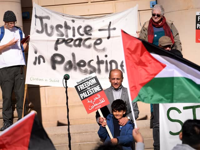 Protest for peace in Palestine outside Sheffield City Hall on October 14. PIC: Simon Hulme
