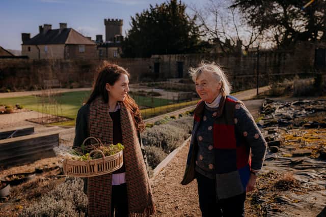 Locally sourced produce - The Swinton Estate's new Executive Chef Ruth Hansom with Dame Susan Cunliffe-Lister in the estate's walled garden.