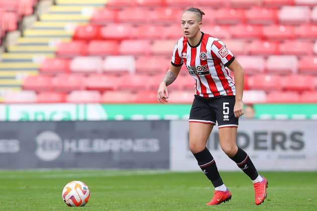 On target: Naomi Hartley got Sheffield United back into it at 2-2 but they conceded shortly after in a 3-2 defeat by Lewes at Bramall Lane. (Picture: Lexy Ilsley / Sportimage)