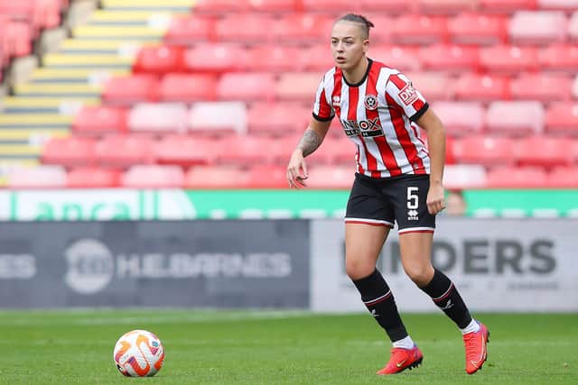 On target: Naomi Hartley got Sheffield United back into it at 2-2 but they conceded shortly after in a 3-2 defeat by Lewes at Bramall Lane. (Picture: Lexy Ilsley / Sportimage)