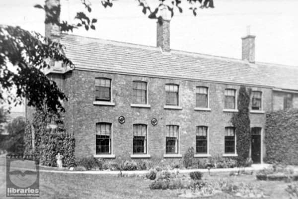 A black and white photograph showing the Vicarage on Zetland Street, for Wakefield Parish Church of All Saints, later Wakefield Cathedral. Image credit: Wakefield Libraries.