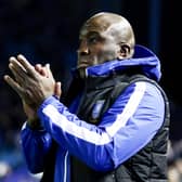 SHEFFIELD, ENGLAND - NOVEMBER 02: Darren Moore, Manager of Sheffield Wednesday applauds prior to the Sky Bet League One match between Sheffield Wednesday and Sunderland at Hillsborough Stadium on November 02, 2021 in Sheffield, England. (Photo by George Wood/Getty Images)