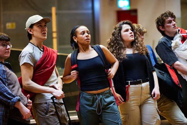 The company of Lord of the Flies in rehearsals at Leeds Playhouse. Picture: David Lindsay.