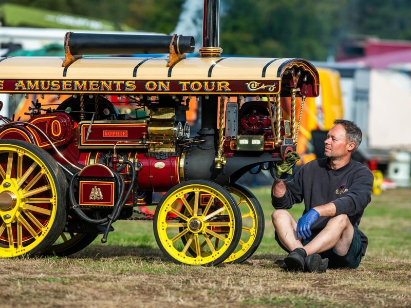 Pictured Justin Dacre, of Driffield, with his 4 inch miniature Fowler Showmans Steam Engine named Sophie. Picture: James Hardisty. Date: 6nd September 2026.
