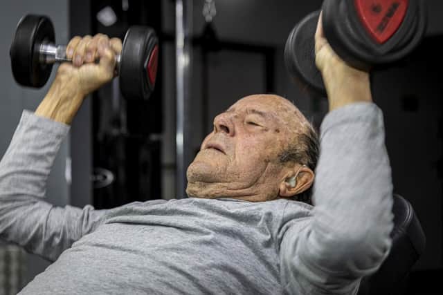 94-year-old gym goer Mario Sanna at the I-Motion gym in Rotherham