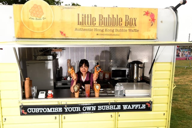Phoebe Lai pictured with her bubble tea at the Little Bubble Box at the Harrogate Food and Drink Festival at Ripley Castle Harrogate . Picture by Simon Hulme 3rd September 2022










