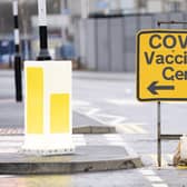 A direction sign outside the Elland Road Leeds Covid Vaccination Centre in 2021. PIC: Danny Lawson/PA Wire
