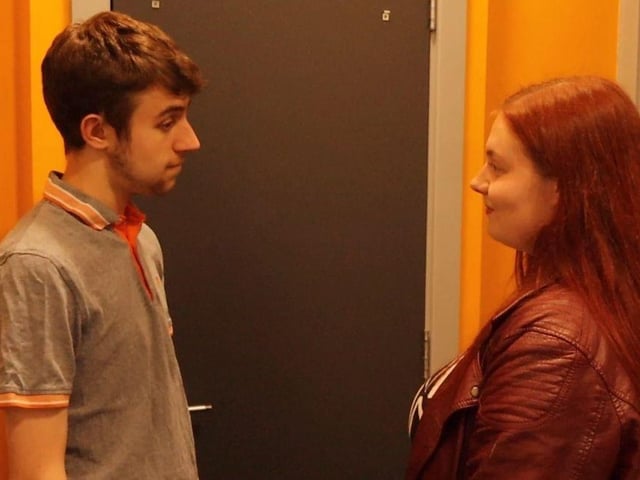 A still from the film featuring Aidan Mitchell as ‘Man on Date’ (Left) and Crystal Jackson as ‘Woman on Date’ (Right)