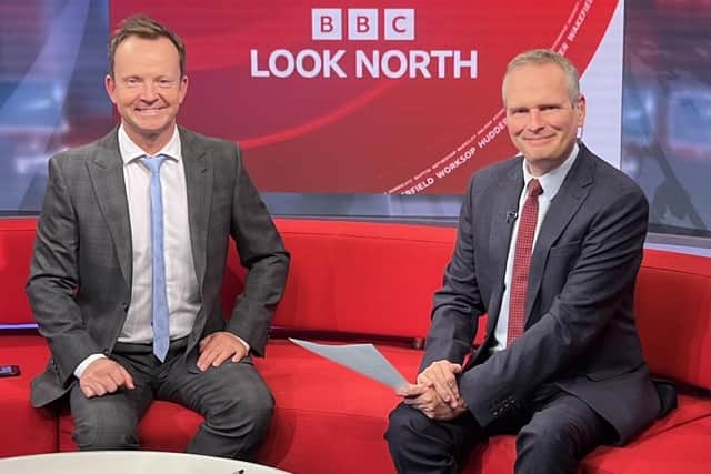 Ian White and Paul Hudson on BBC Look North. (Pic: Ian White/BBC)