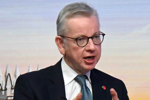 Michael Gove has suggested "painful" spending decisions will have to be taken by the Government - potentially affecting the future of HS2  (Photo by JEFF OVERS/BBC/AFP via Getty Images)