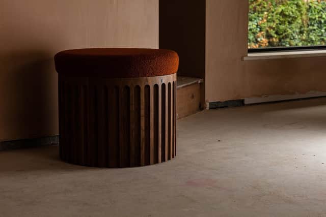 A fluted footstool in walnut by Galvin Brothers
Picture Arran Cross