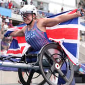 Hurrican Hannah Cockroft celebrates winning another world title in Paris, 12 months prior to returning there to add to her Paralympic gold medal haul (Picture: Alexander Hassenstein/Getty Images)