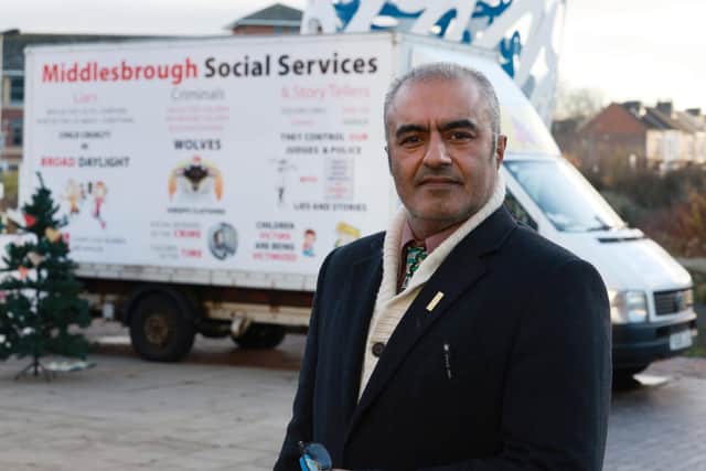 Organzabe Latif who appeared at Teesside Crown Court  after the council filed an injunction against his van displaying allegations against Middlesbrough Social Services